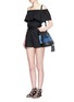 Figure View - Click To Enlarge - MARA HOFFMAN - Ruffle paperbag waist linen-cotton mini shorts