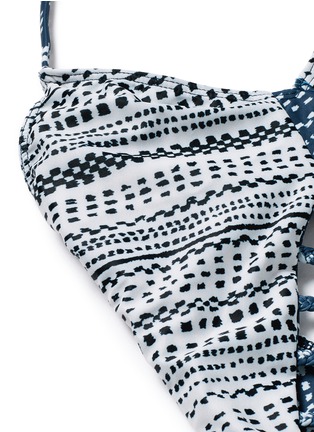 Detail View - Click To Enlarge - MARA HOFFMAN - 'Peacock Stripe' print braided lattice swimsuit