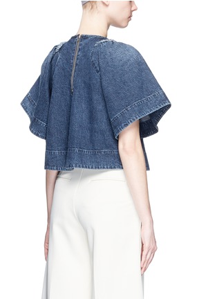 Back View - Click To Enlarge - RACHEL COMEY - Ravine' bell sleeve cotton denim cropped top