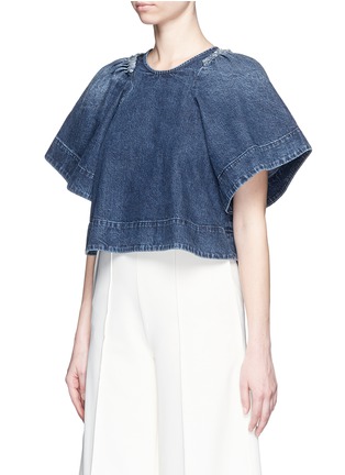 Front View - Click To Enlarge - RACHEL COMEY - Ravine' bell sleeve cotton denim cropped top