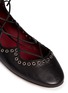 Detail View - Click To Enlarge - ISABEL MARANT - 'Leo' grommet topline leather lace-up ballet flats