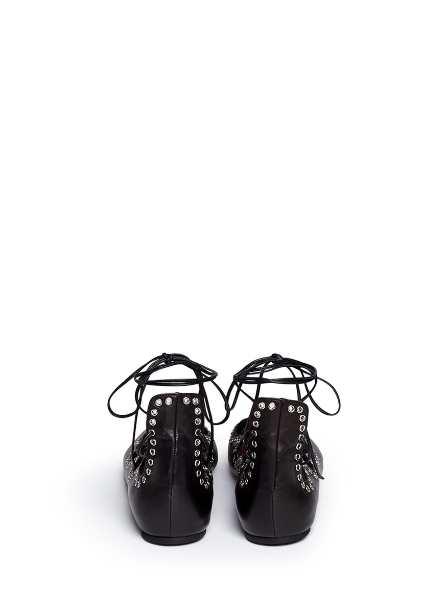 ISABEL MARANT 'Leo' Grommet Topline Leather Lace-Up Ballet Flats