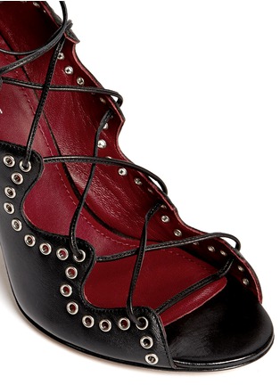 Detail View - Click To Enlarge - ISABEL MARANT - 'Lelie' grommet topline leather lace-up sandals