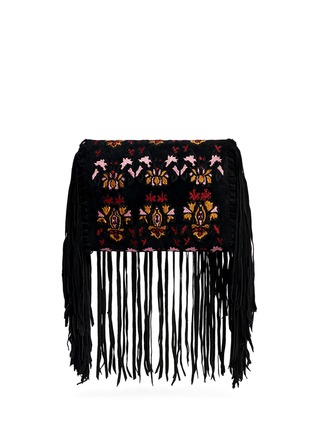 Back View - Click To Enlarge - ISABEL MARANT - 'Shiloh' ethnic embroidery suede fringe clutch