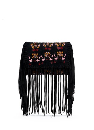 Main View - Click To Enlarge - ISABEL MARANT - 'Shiloh' ethnic embroidery suede fringe clutch