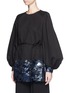 Front View - Click To Enlarge - DRIES VAN NOTEN - 'Daraw' sequin washed cotton bell sleeve dress