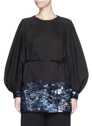 Main View - Click To Enlarge - DRIES VAN NOTEN - 'Daraw' sequin washed cotton bell sleeve dress