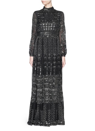 Main View - Click To Enlarge - VALENTINO GARAVANI - Batik bead embroidery mesh lace gown
