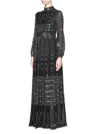 Figure View - Click To Enlarge - VALENTINO GARAVANI - Batik bead embroidery mesh lace gown