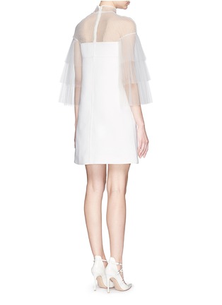 Back View - Click To Enlarge - VALENTINO GARAVANI - Pleat tulle panel bonded twill dress
