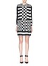 Main View - Click To Enlarge - VALENTINO GARAVANI - Diamond checkerboard crepe couture flare dress