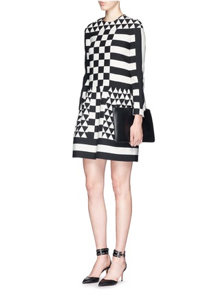 Figure View - Click To Enlarge - VALENTINO GARAVANI - Diamond checkerboard crepe couture flare dress
