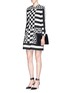 Figure View - Click To Enlarge - VALENTINO GARAVANI - Diamond checkerboard crepe couture flare dress