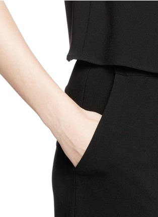 Detail View - Click To Enlarge - THEORY - 'Odila' rib cuff surplice front crepe jumpsuit