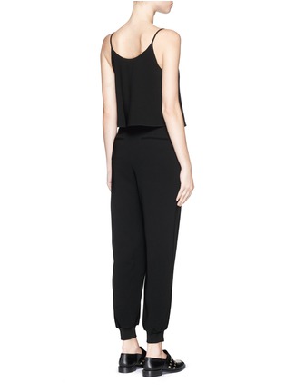 Back View - Click To Enlarge - THEORY - 'Odila' rib cuff surplice front crepe jumpsuit