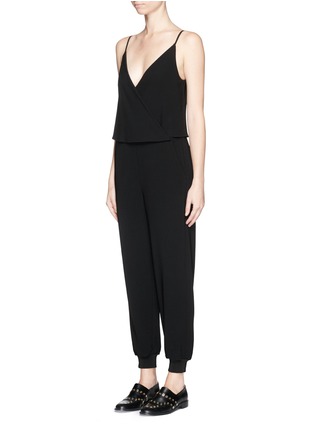 Front View - Click To Enlarge - THEORY - 'Odila' rib cuff surplice front crepe jumpsuit