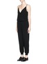 Front View - Click To Enlarge - THEORY - 'Odila' rib cuff surplice front crepe jumpsuit