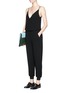 Figure View - Click To Enlarge - THEORY - 'Odila' rib cuff surplice front crepe jumpsuit