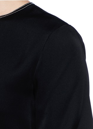 Detail View - Click To Enlarge - THEORY - Leather neckline trim silk georgette top