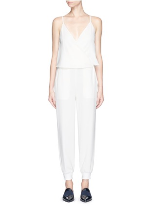 Main View - Click To Enlarge - THEORY - 'Odila' rib cuff surplice front crepe jumpsuit