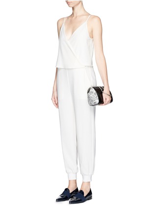 Figure View - Click To Enlarge - THEORY - 'Odila' rib cuff surplice front crepe jumpsuit