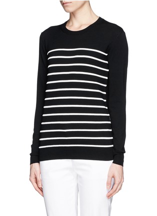 Front View - Click To Enlarge - THEORY - 'Weson' stripe rib front sweater