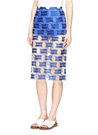 Front View - Click To Enlarge - CHICTOPIA - 'Fresh' embroidery mesh skirt