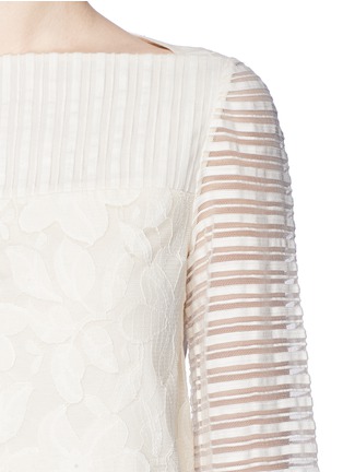 Detail View - Click To Enlarge - TORY BURCH - 'Lindsey' lace stripe tulle blouse