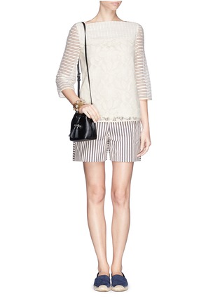 Figure View - Click To Enlarge - TORY BURCH - 'Lindsey' lace stripe tulle blouse