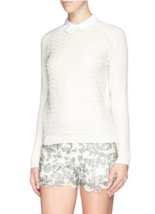 Front View - Click To Enlarge - TORY BURCH - 'Carmine' crochet knit sweater