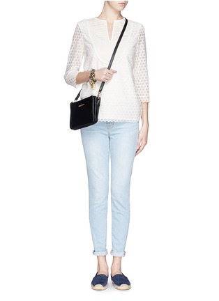 Figure View - Click To Enlarge - TORY BURCH - 'Tali' hexagonal Florentine embroidered blouse