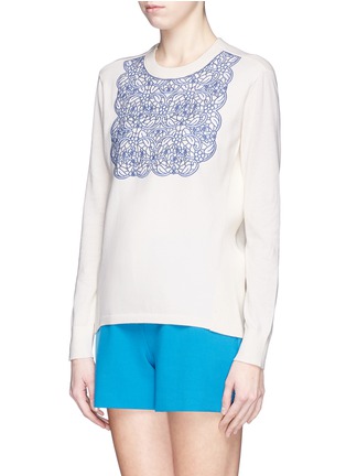 Front View - Click To Enlarge - TORY BURCH - 'Mindi' floral lace appliqué sweater
