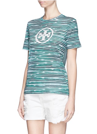 Front View - Click To Enlarge - TORY BURCH - 'Cathy' stripe monogram T-shirt
