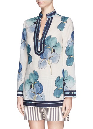Front View - Click To Enlarge - TORY BURCH - 'Tory' floral print cotton voile tunic