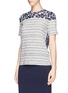 Front View - Click To Enlarge - TORY BURCH - 'Cathy' stripe floral cotton T-shirt 