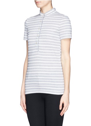 Front View - Click To Enlarge - TORY BURCH - 'Lidia' braided stripe polo T-shirt