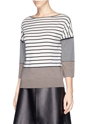 Front View - Click To Enlarge - TORY BURCH - 'Fern' stripe wool knit sweater