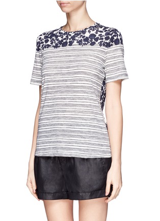 Front View - Click To Enlarge - TORY BURCH - 'Cathy' leaf stripe cotton T-shirt