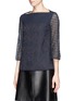 Front View - Click To Enlarge - TORY BURCH - 'Lindsey' tulle sleeve lace boatneck top