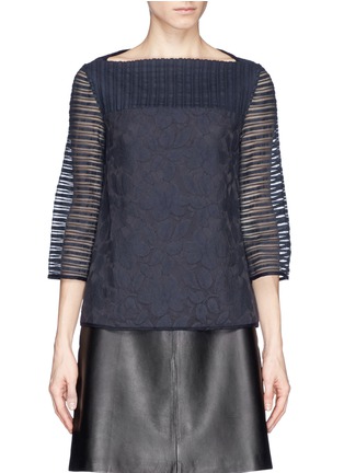 Main View - Click To Enlarge - TORY BURCH - 'Lindsey' tulle sleeve lace boatneck top