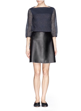 Figure View - Click To Enlarge - TORY BURCH - 'Lindsey' tulle sleeve lace boatneck top