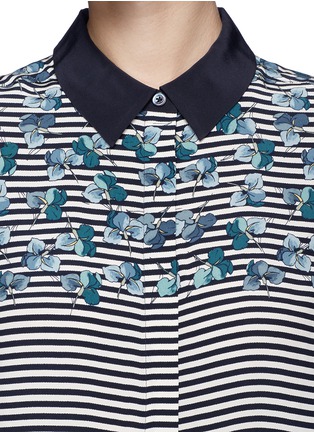 Detail View - Click To Enlarge - TORY BURCH - 'Pamela' nautical stripe flower print silk shirt