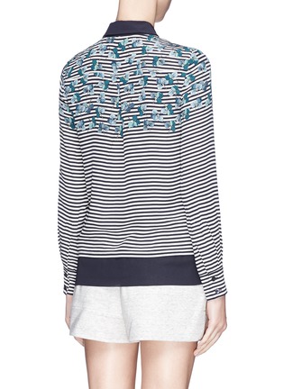 Back View - Click To Enlarge - TORY BURCH - 'Pamela' nautical stripe flower print silk shirt