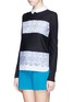 Front View - Click To Enlarge - TORY BURCH - 'Edwina' floral lace appliqué front wool sweater