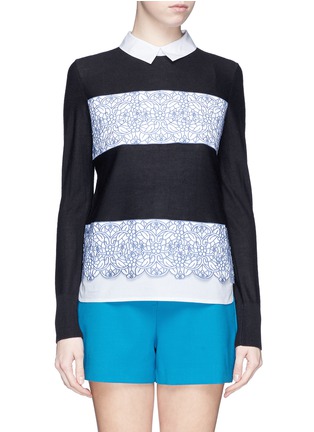 Main View - Click To Enlarge - TORY BURCH - 'Edwina' floral lace appliqué front wool sweater