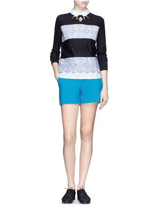 Figure View - Click To Enlarge - TORY BURCH - 'Edwina' floral lace appliqué front wool sweater