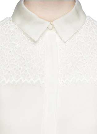 Detail View - Click To Enlarge - JASON WU - Corded lace yoke silk organza shirt