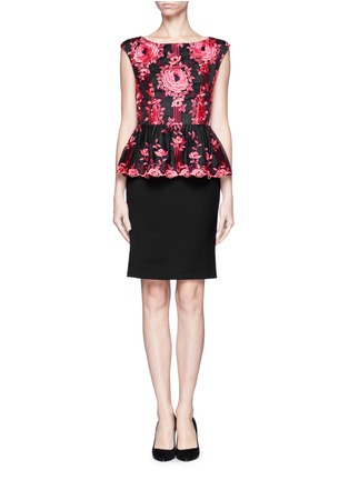 Main View - Click To Enlarge - ALICE & OLIVIA - Floral embroidery peplum dress
