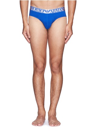Main View - Click To Enlarge - EMPORIO ARMANI - Contrast waistband stretch cotton briefs