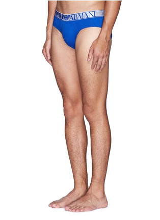 Figure View - Click To Enlarge - EMPORIO ARMANI - Contrast waistband stretch cotton briefs